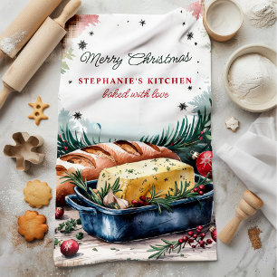 Christmas Bread and Butter Personalised Tea Towel