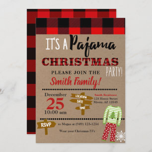 Christmas Breakfast Pajama Party Holiday Invitation