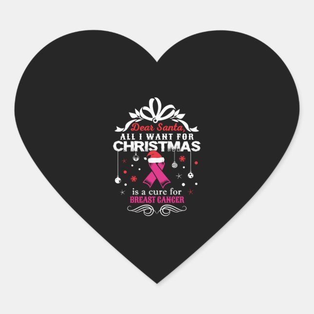 Christmas- Breast Cancer Awareness Shirt Heart Sticker (Front)