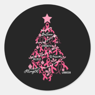 Christmas Breast Cancer Holiday Pink Ribbon Fight Classic Round Sticker