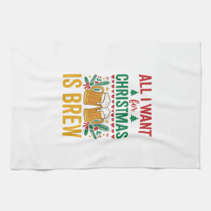 Christmas Brew Holiday Drink Design Tea Towel