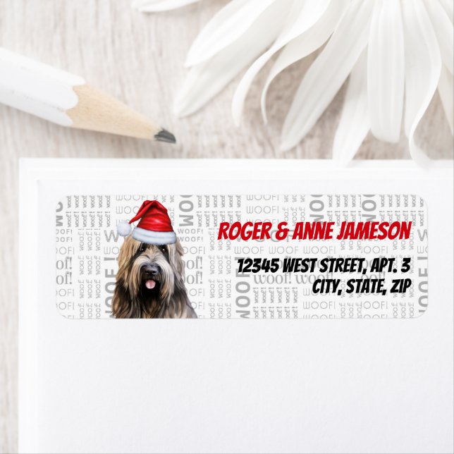 Christmas Briard Shepherd Dog Holiday Address Return Address Label (Insitu)
