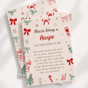 Christmas Bridal Shower Bring A Recipe for Bride Enclosure Card