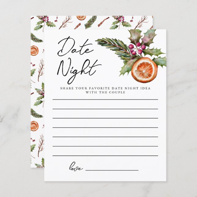 Christmas Bridal Shower Date Night Ideas (Front/Back)