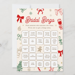 Christmas Bridal Shower Find the Guest Bingo Game Invitation