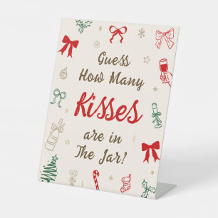 Christmas Bridal Shower Guess How Many Kisses Pedestal Sign