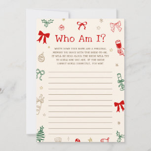 Christmas Bridal Shower Guess Who Am Game Card