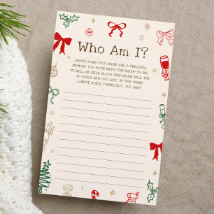 Christmas Bridal Shower Guess Who Am I Game