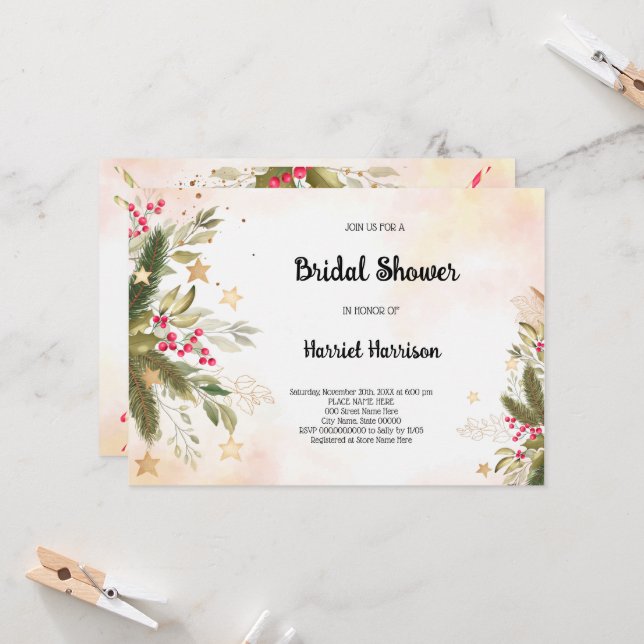 Christmas Bridal Shower Invitation (Front/Back In Situ)