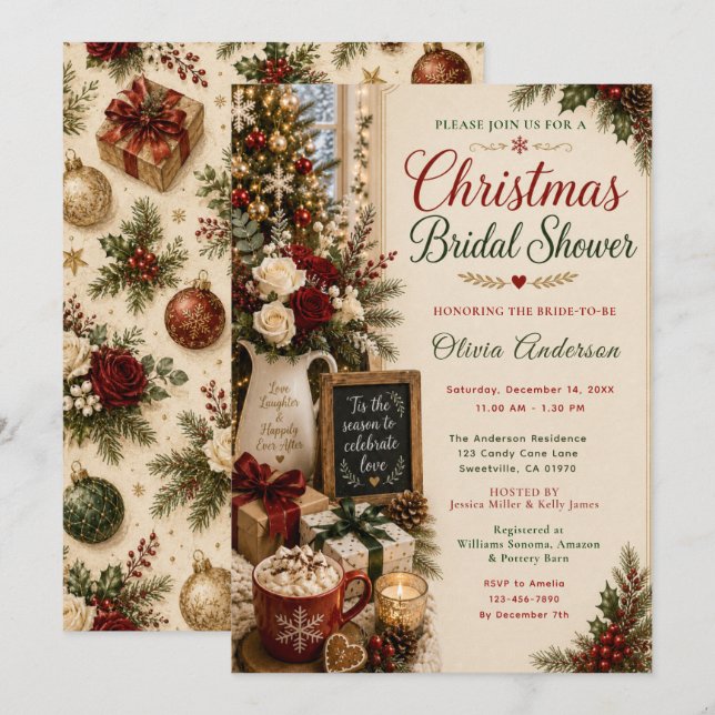 Christmas Bridal Shower Invitation (Front/Back)