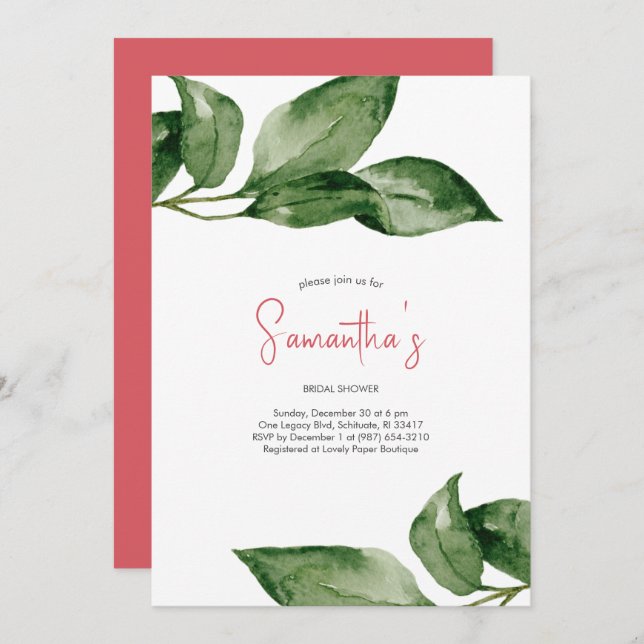 Christmas Bridal Shower Invitations (Front/Back)