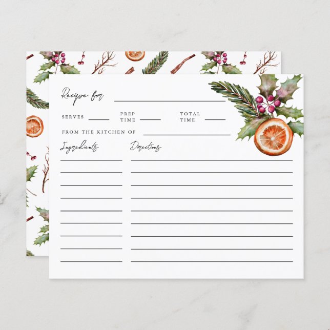 Christmas Bridal Shower Recipe Card (Front/Back)