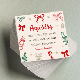 Christmas Bridal Shower Show Registry Qr Code Enclosure Card