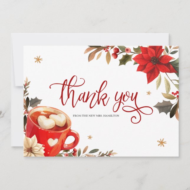 Christmas Bridal Shower Thank You Card (Front)