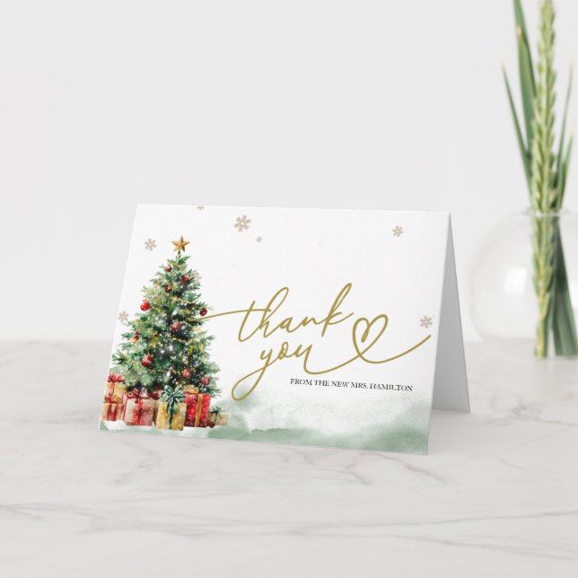 Christmas Bridal Shower Thank You Card (Front)