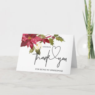 Christmas Bridesmaid Thank You Gift Bridal Party Card