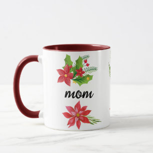 Christmas Bright Holly Black Script Mum Maroon Mug