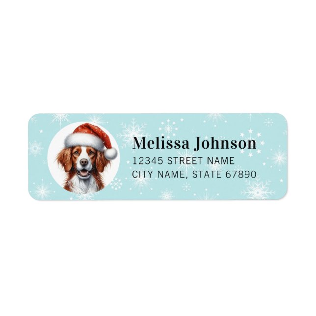 Christmas Brittany Spaniel Return Address Labels (Front)