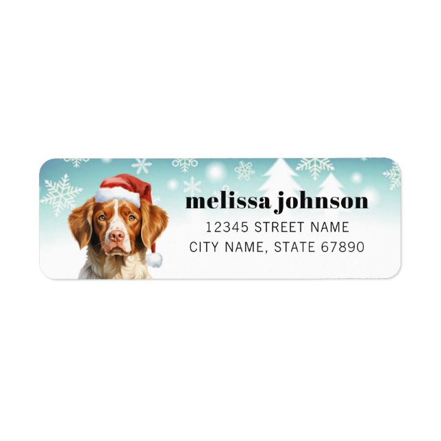 Christmas Brittany Spaniel Return Address Labels (Front)