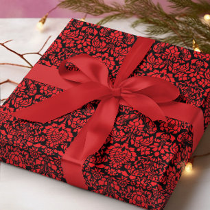 Christmas Brocade Dark Red Wrapping Paper