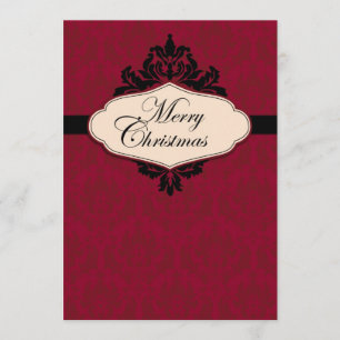 Christmas Brocade Red Invitation Card