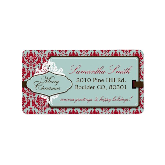 Christmas Brocade Retro Address Label (Front)
