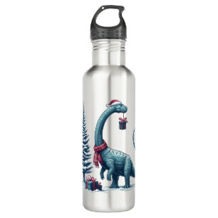 Christmas Brontosaurus dinosaur 710 Ml Water Bottle