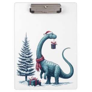 Christmas Brontosaurus dinosaur Clipboard