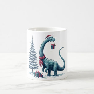 Christmas Brontosaurus dinosaur Coffee Mug
