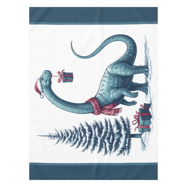 Christmas Brontosaurus dinosaur Tablecloth (Front)
