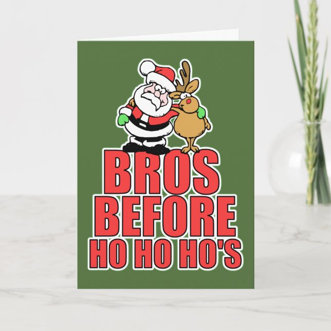 Christmas Bros Santa and Rudolph Holiday Card (Front)