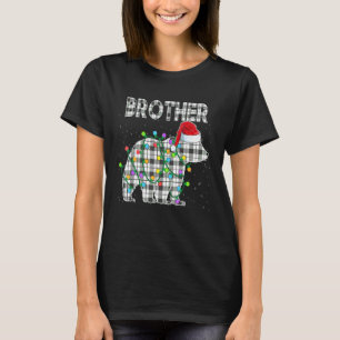 Christmas Brother Bear Black White Plaid Matching  T-Shirt