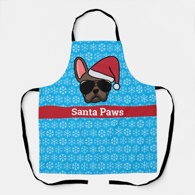 Christmas Brown French Bulldog Apron (Front)