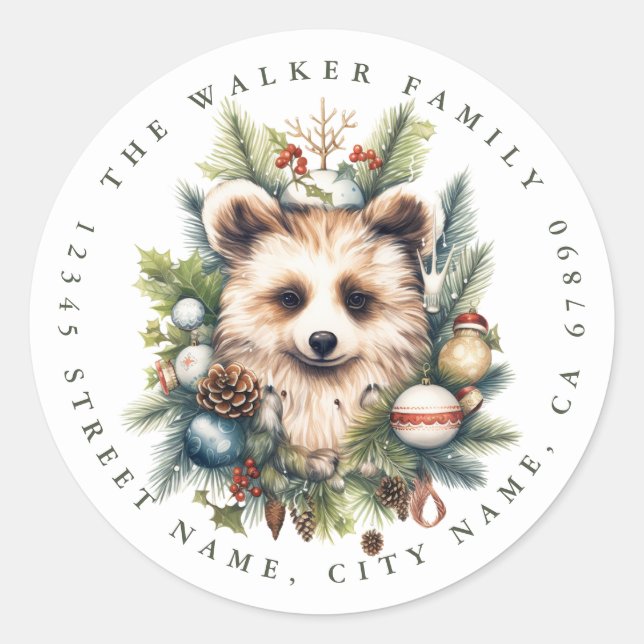 Christmas Brown Round Stickers (Front)