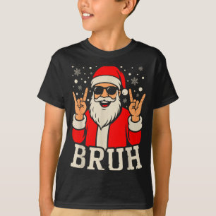 Christmas Bruh Meme Funny Santa Claus Teen Boys Ki T-Shirt
