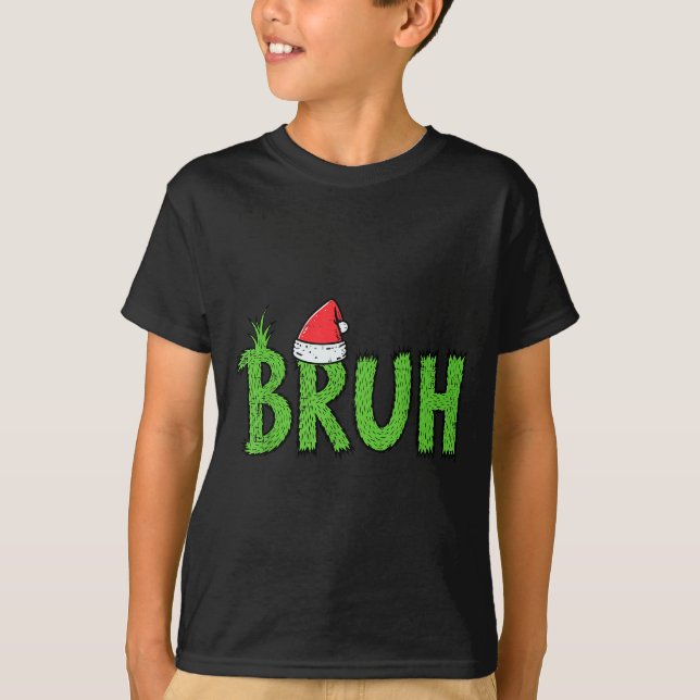 Christmas Bruh Santa Hat Funny Xmas Meme Humor Men T-Shirt (Front)