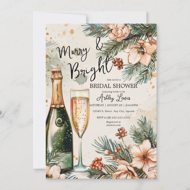 Christmas brunch and bubbly bridal shower  invitation (Front)