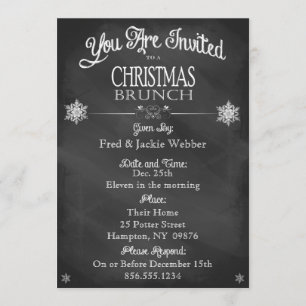 Christmas Brunch Vintage Chalkboard Invitation