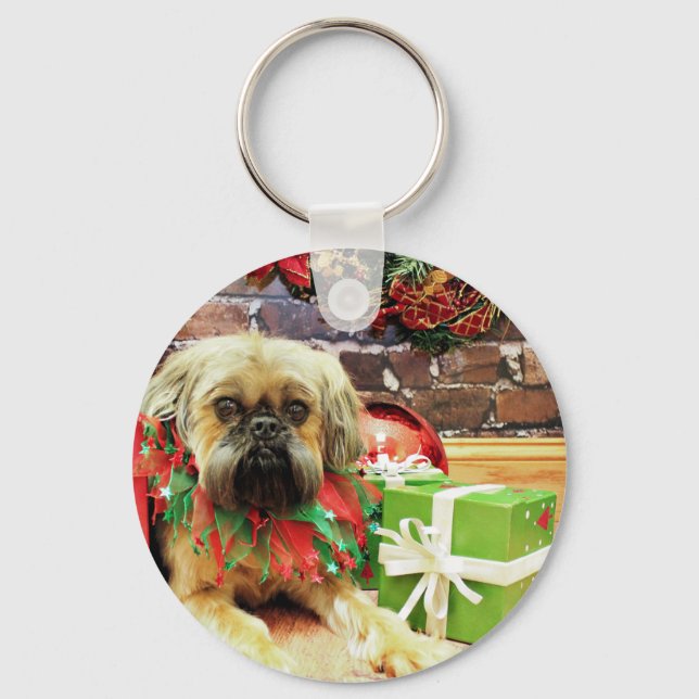 Christmas - Brussels Griffon - Oliver Key Ring (Front)