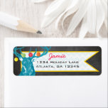 Christmas Buck Deer Chalkboard Return Address Return Address Label<br><div class="desc">Cute Vintage Aqua Deer with Brightly Coloured Ornaments</div>