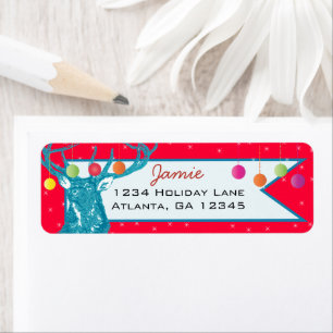Christmas Buck Deer Return Address Label