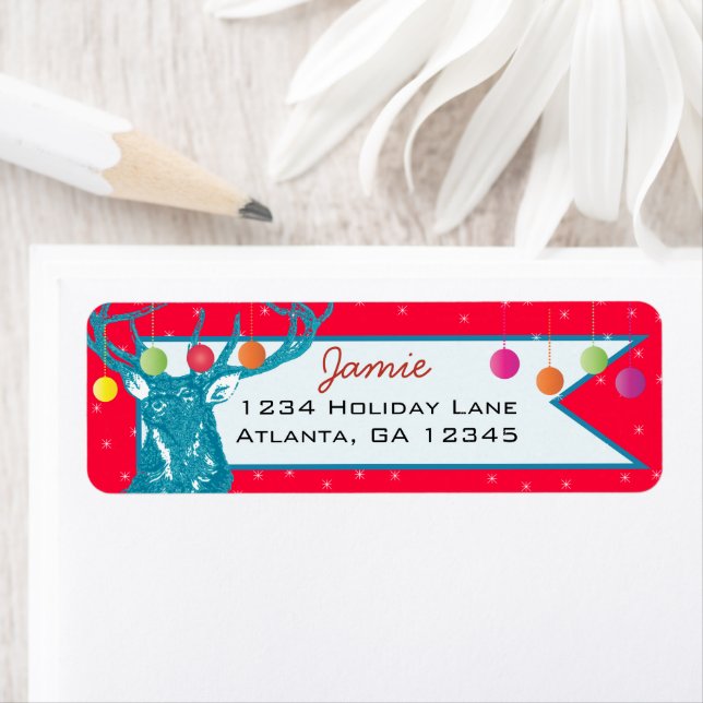 Christmas Buck Deer Return Address Label (Insitu)