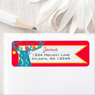 Christmas Buck Deer Return Address Label
