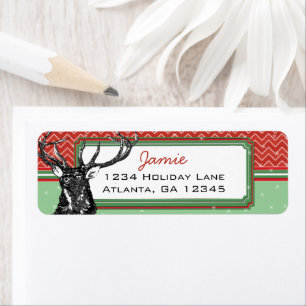 Christmas Buck Deer Zig Zag Pattern Return Address Return Address Label