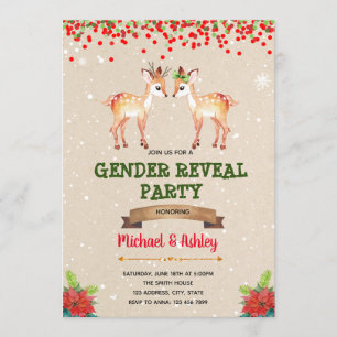 Christmas buck or doe gender reveal invitation