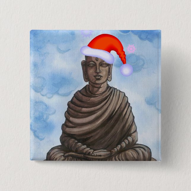 Christmas Buddha! 15 Cm Square Badge (Front)