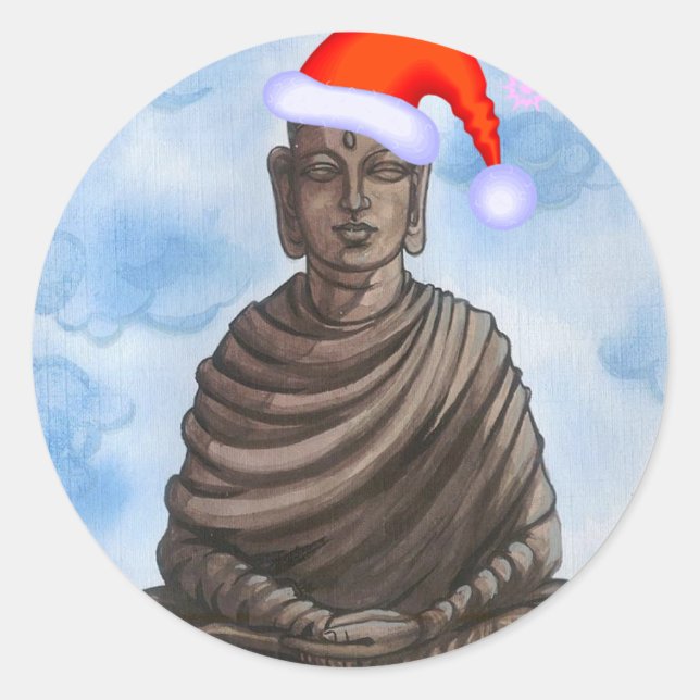 Christmas Buddha! Classic Round Sticker (Front)