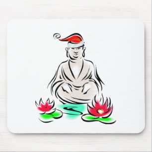 Christmas Buddha drawing Mouse Pad