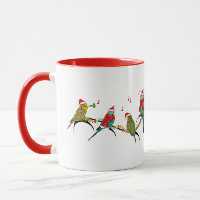 Christmas Budgie Frenzy Mug (Left)