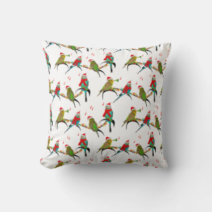 Christmas Budgie Frenzy Pillow (choose colour)